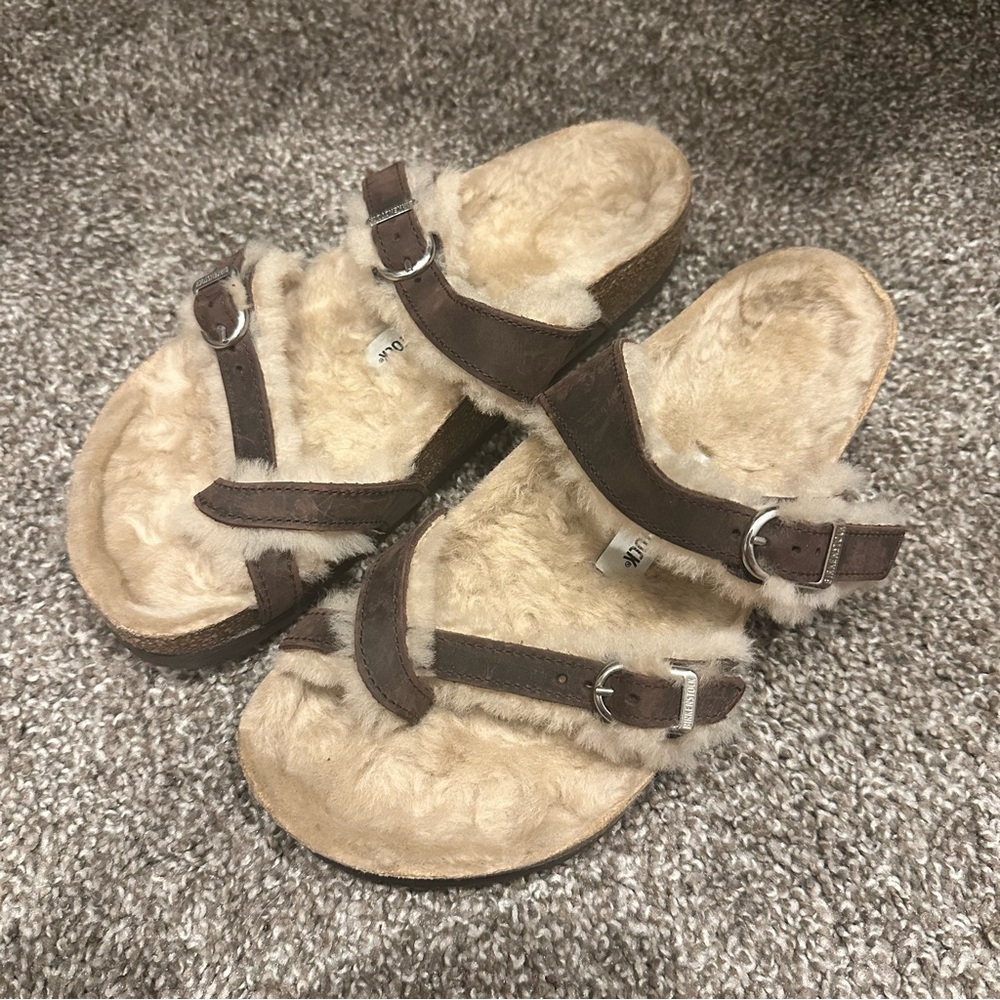 Birkenstock Mayari Shearling Brown Fur Lined Sandal